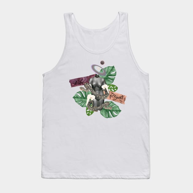 Vibe high Greek  stone and nature with snakes and trippy flower 2 matte gray Tank Top by VantaTheArtist